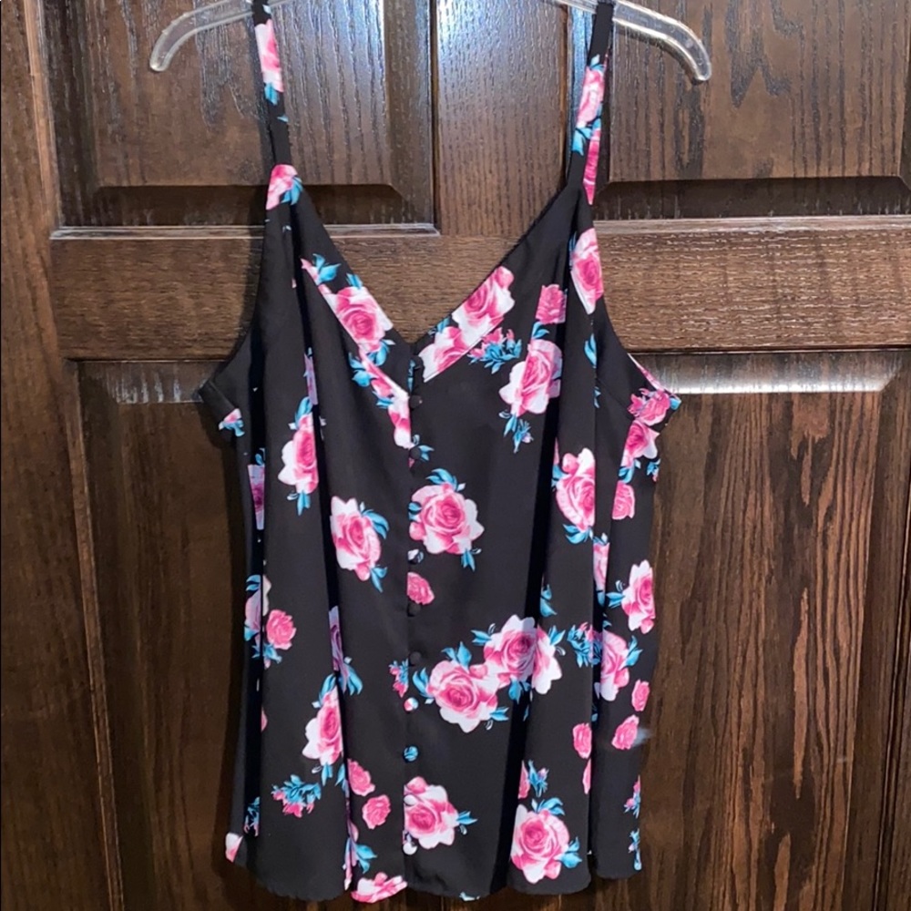 Torrid Pink Floral V-Neck Flowy Tank